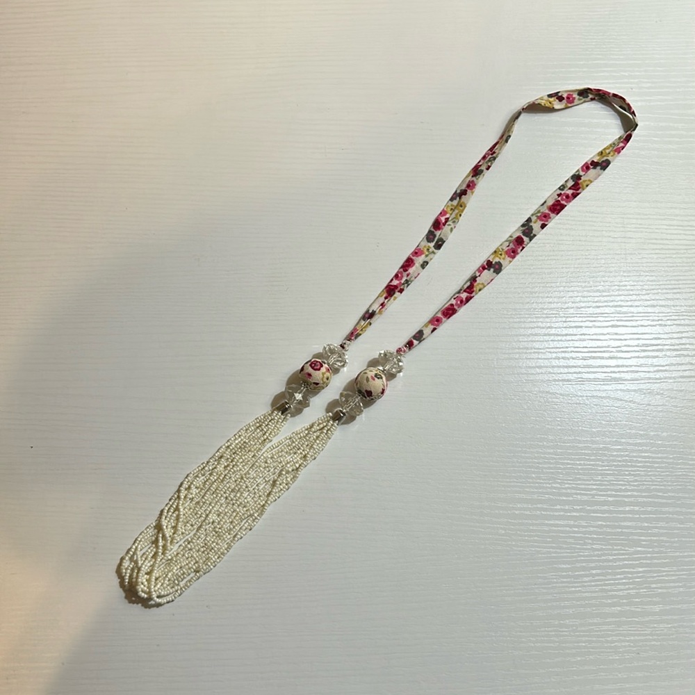 Floral beaded cloth necklace cottagecore fairy coquette